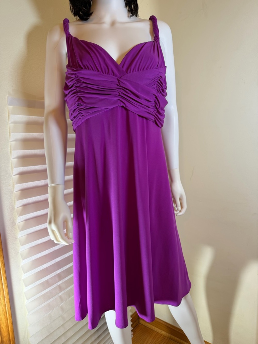 K Jordan Magenta Ruched Empire Midi Dress